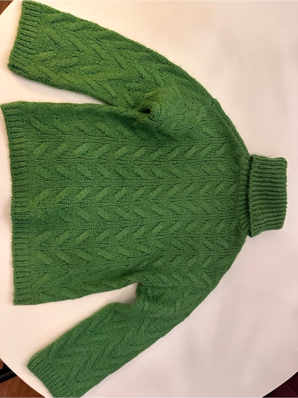Mango Green Cable Knit Turtleneck Sweater
